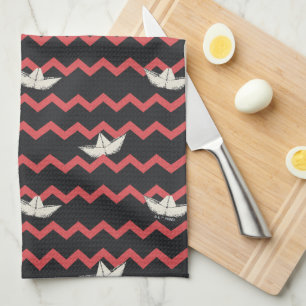 SS Georgie Boat Chevron Pattern Kitchen Towel