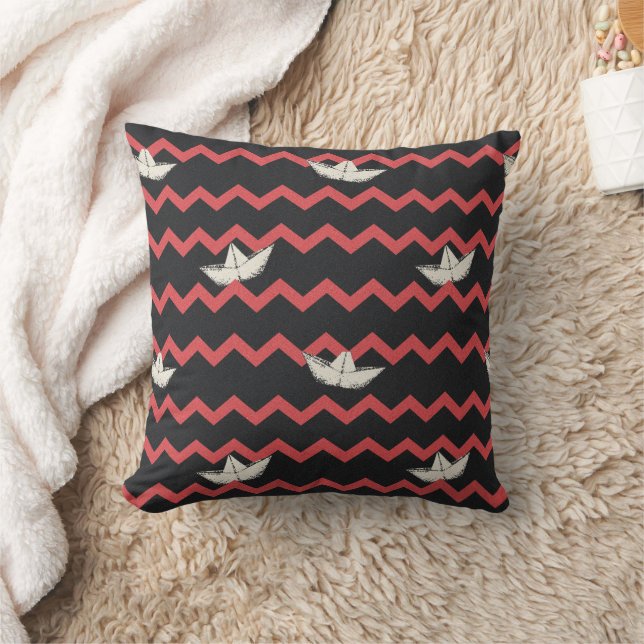 SS Georgie Boat Chevron Pattern Throw Pillow (Blanket)