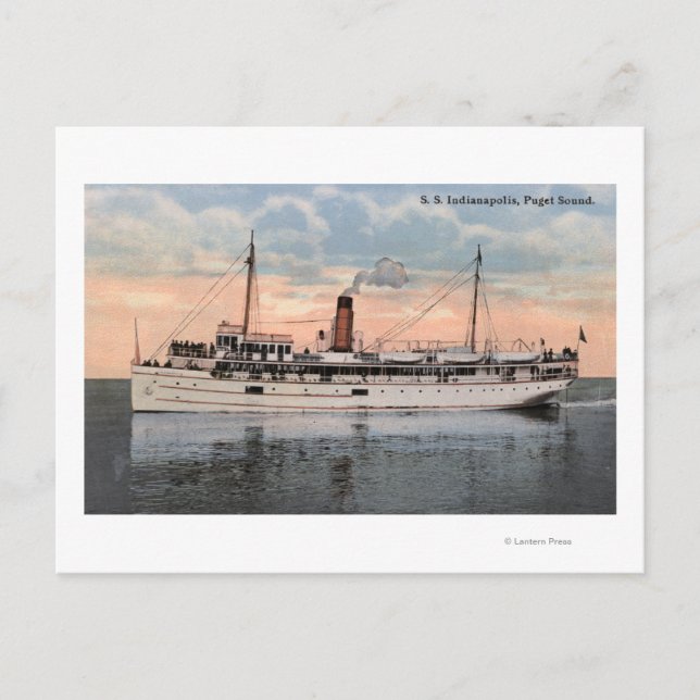 SS Indianapolis Steamer View Postcard (Front)