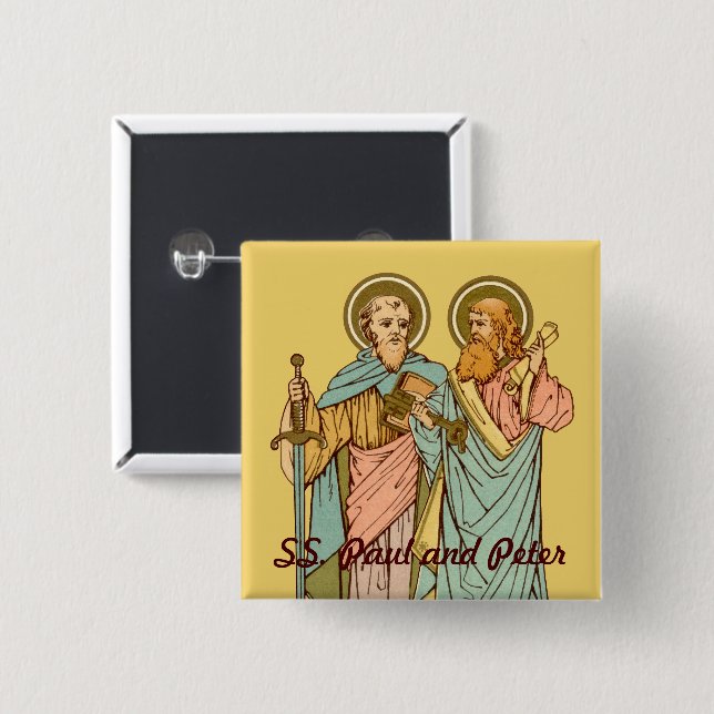 SS. Paul and Peter, Apostles (RLS 13 & 14) 2 Inch Square Button (Front & Back)