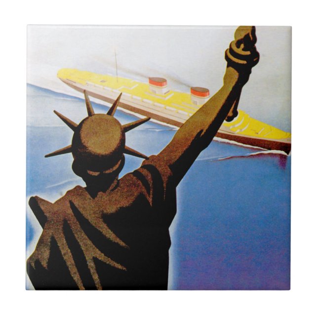 ss Rex passing Statue of Liberty Tile (Front)