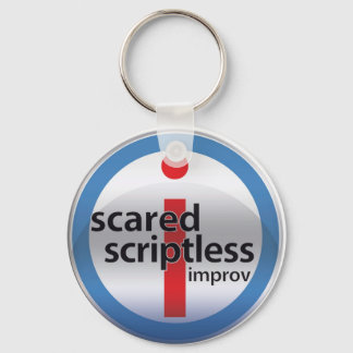 SS round glass logo keyring