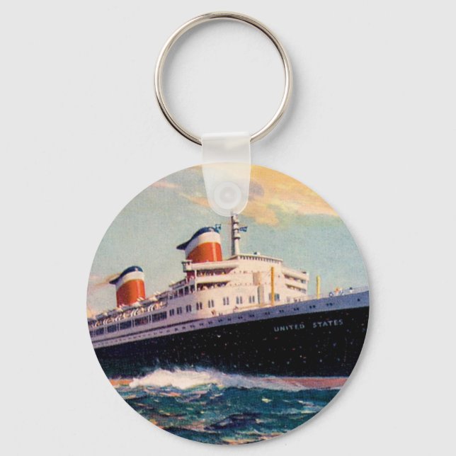 ss United States at Sea Keychain (Front)
