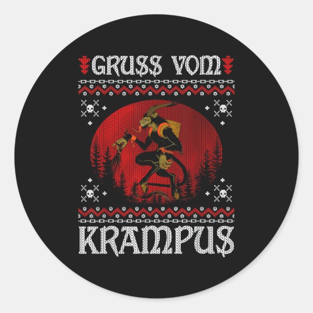 Ss Vom Krampus Christmas Evil Xmas Horror Ugly Swe Classic Round Sticker (Front)