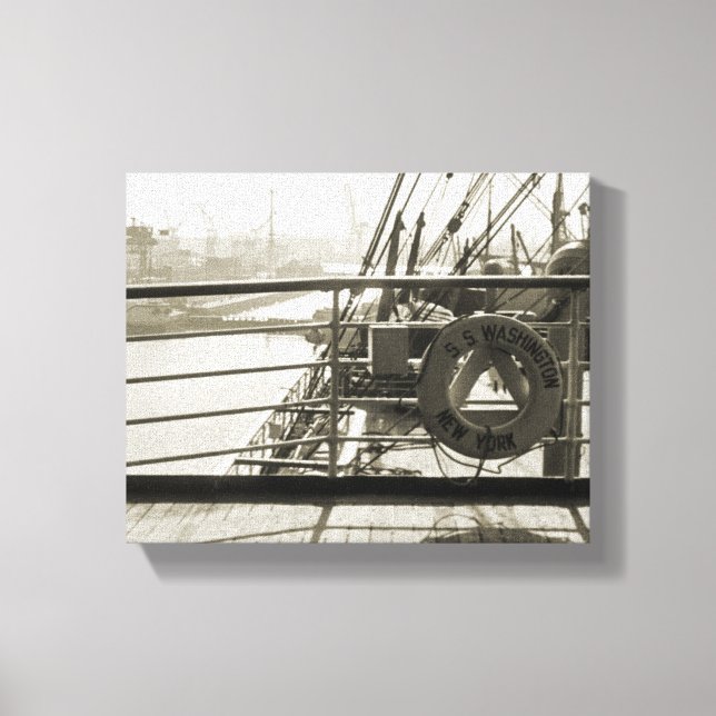 SS Washington Luxury Liner Cruise Ship 1930's Deck Canvas Print (Front)