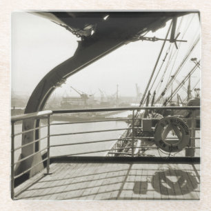 SS Washington Luxury Liner Cruise Ship 1930's Deck Glass Coaster