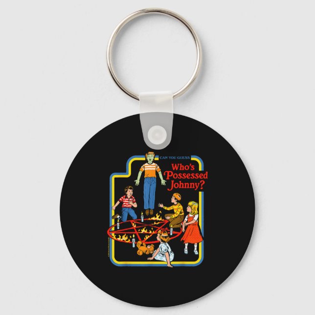 Ssessed Johnny Sarcastic Retro Vintage Funny Adult Keychain (Front)