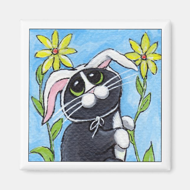 Ssh... Je chasse les lapins ! - Aimant de chat (Devant)