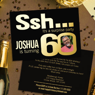 Ssh... Surprise 60th Birthday party gold black