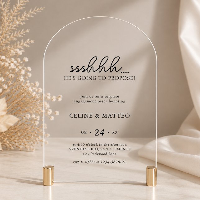 Sshh.. He's Going to Propose | Surprise Engagement Acrylic Invitations (Creator Uploaded)