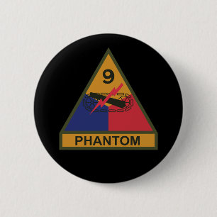 SSI - 9th Armoured Division w Name Tape 2 Inch Round Button