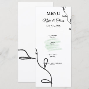 SSimple green watercolor line art leaves custom Menu