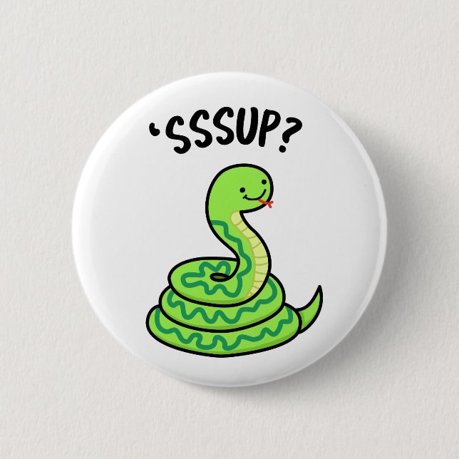 Sssup Cute Hissing Snake Pun 2 Inch Round Button (Front)