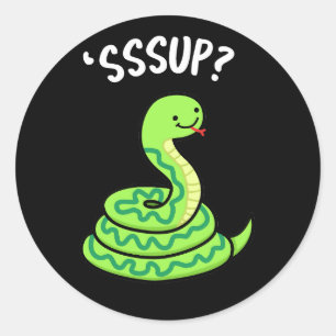 Sssup Funny Hissing Snake Pun Dark BG Classic Round Sticker