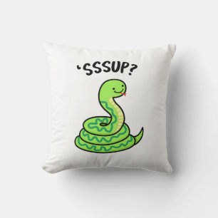 Sssup Funny Hissing Snake Pun Throw Pillow