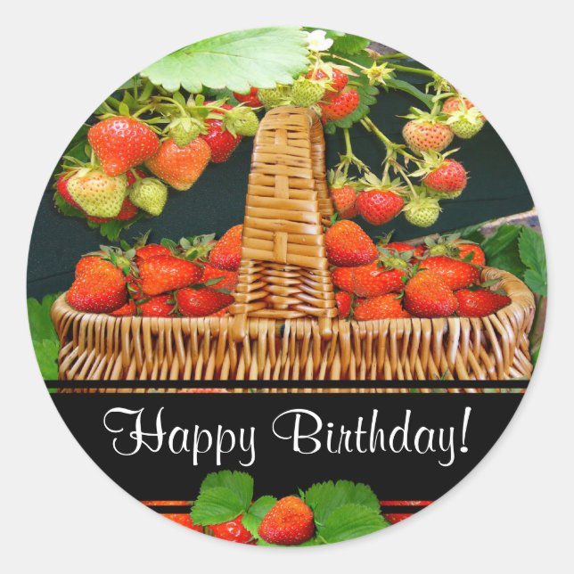 Sstrawberry Basket  ~ Birthday  Sticker (Front)