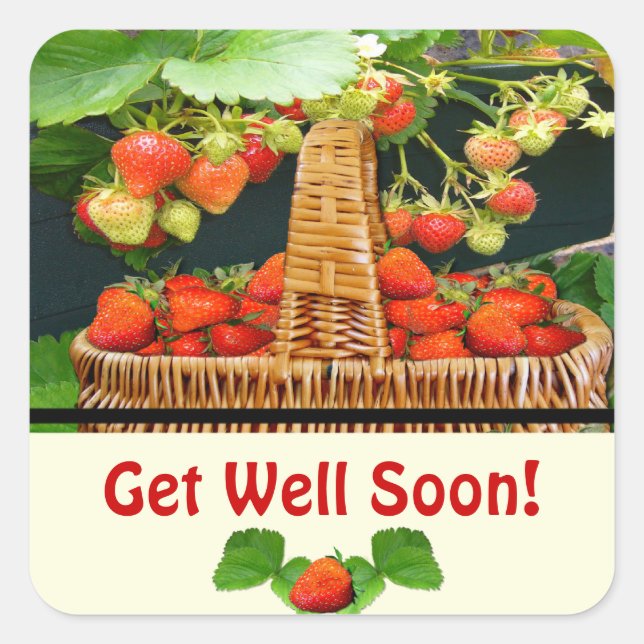 Sstrawberry Basket  ~ Get Well  Round Sticker (Front)