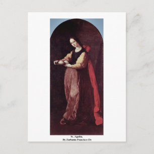 St. Agatha,  By Zurbarán Francisco De Postcard