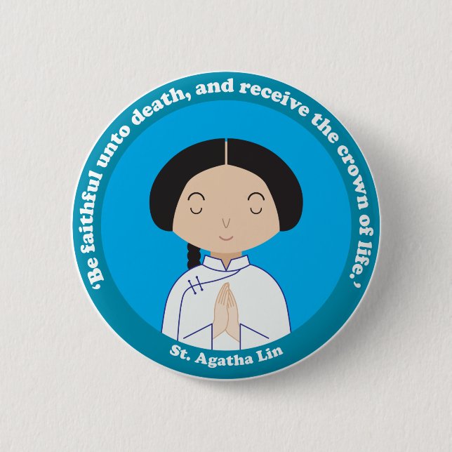 St. Agatha Lin 2 Inch Round Button (Front)