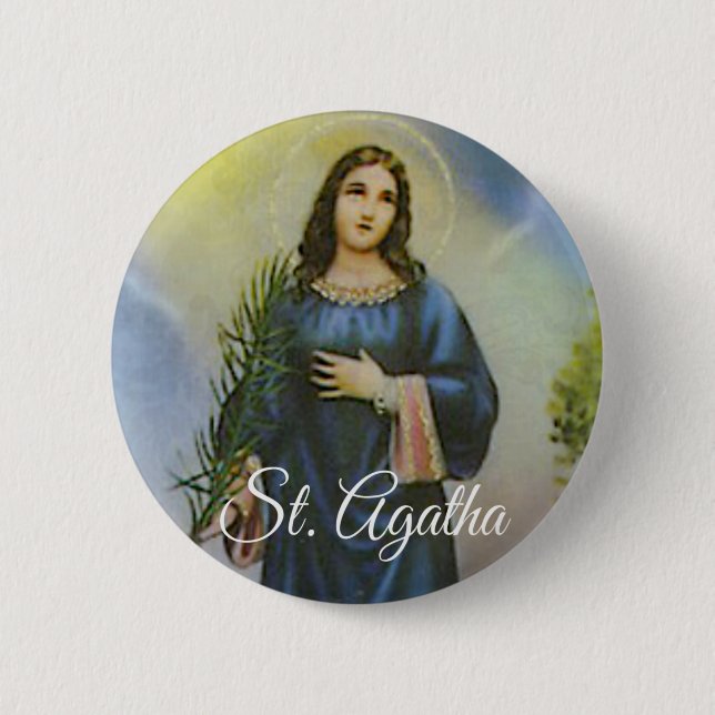 St. Agatha Patron Saint of Breast Cancer Patients 2 Inch Round Button (Front)