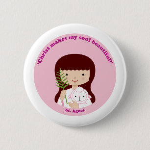 St. Agnes 2 Inch Round Button