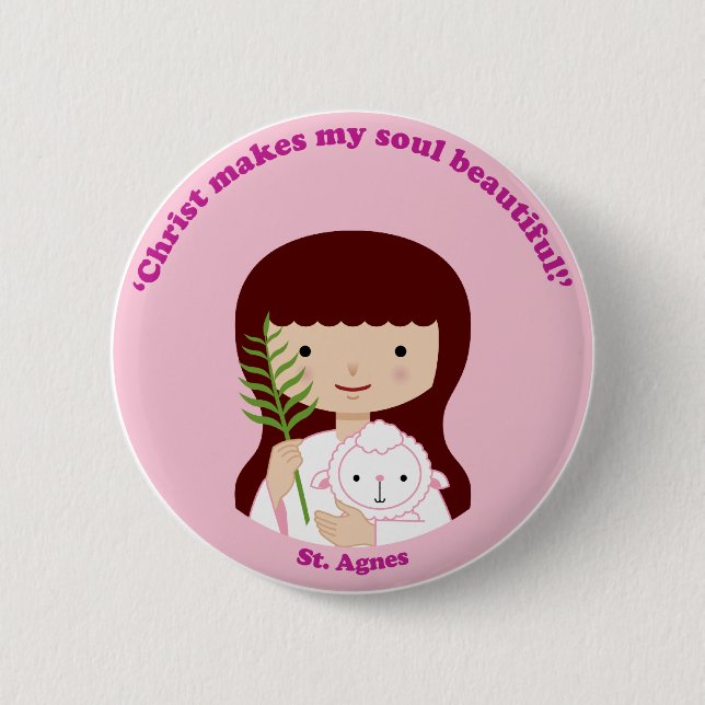 St. Agnes 2 Inch Round Button (Front)