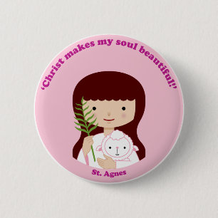 St. Agnes 2 Inch Round Button