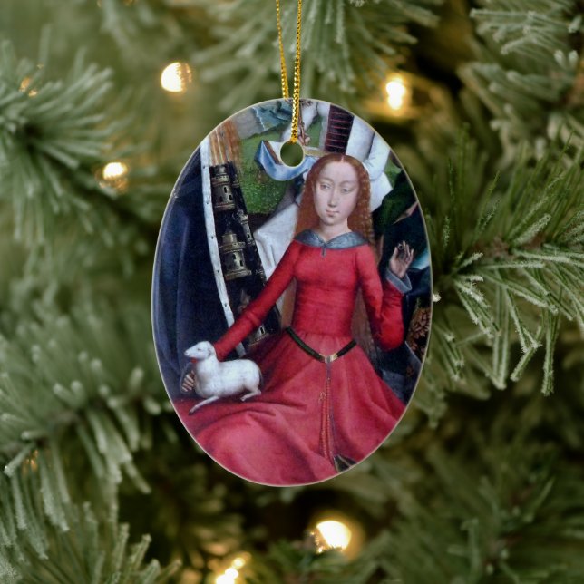St. Agnes avec son ornement en céramique d'agneau (Arbre)
