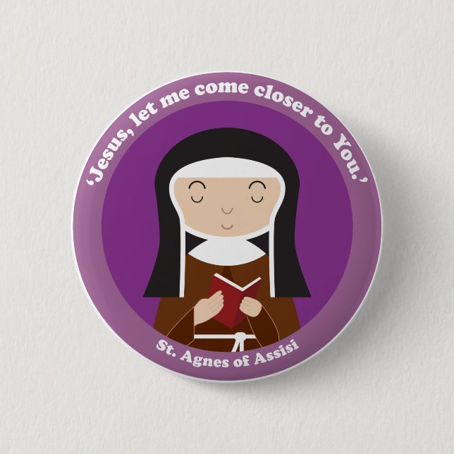 St. Agnes of Assisi 2 Inch Round Button (Front)