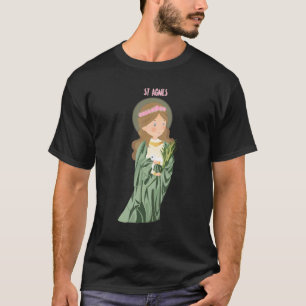 St Agnes of Rome Prayer Card Vintage Catholic Sain T-Shirt