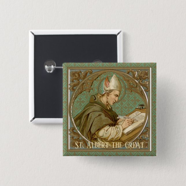 St. Albert the Great (BK 013) Square 2 Inch Square Button (Front & Back)