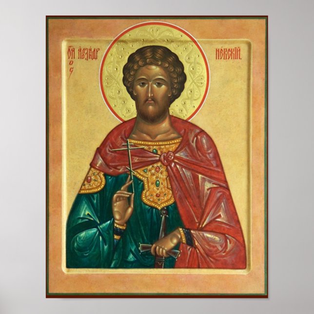St. Alexander Nevsky Orthodox Christian Icon Print (Front)