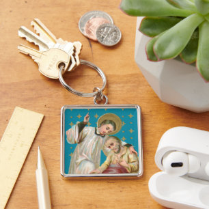 St. Aloysius Gonzaga & Plague Victim (M 006) Keychain