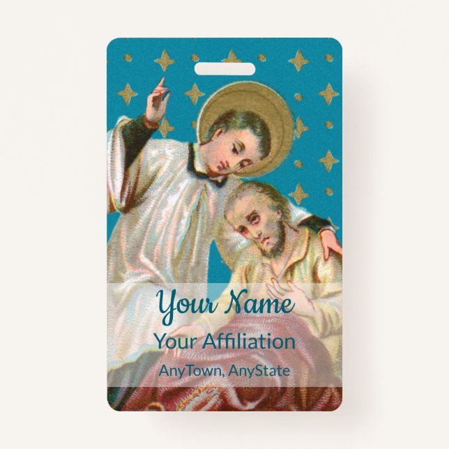 St Aloysius Gonzaga & Plague Victim (Style 1; M06) Badge (Front)