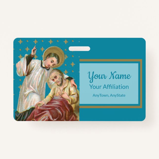 St Aloysius Gonzaga & Plague Victim (Style 2; M06) Badge (Front)