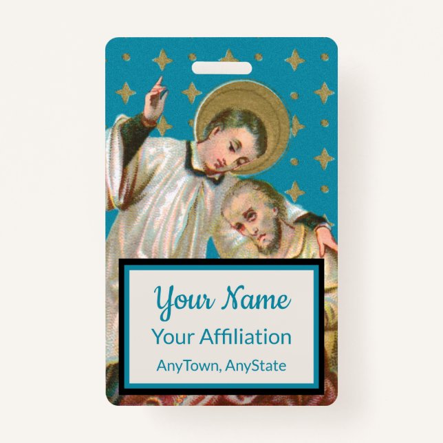 St Aloysius Gonzaga & Plague Victim (Style 2; M06) Badge (Front)