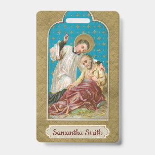 St Aloysius Gonzaga & Plague Victim (Style 3; M06) Badge
