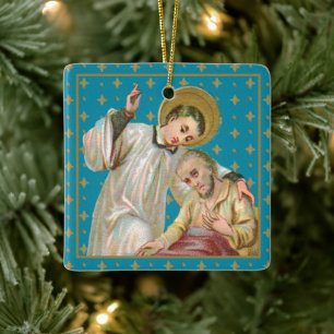 St. Aloysius & Plague Victim (M 006) Ceramic Ornament