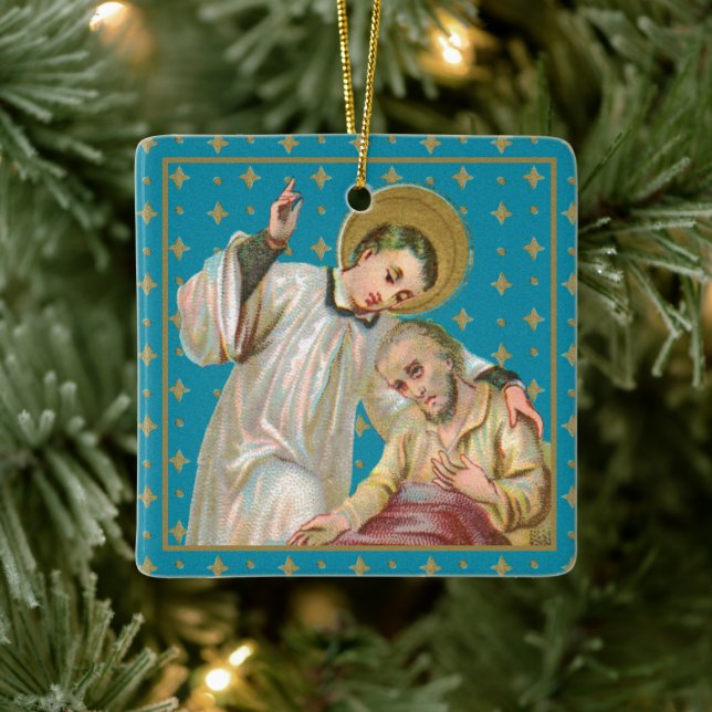 St. Aloysius  & Plague Victim (M 006) Ceramic Ornament (Tree)