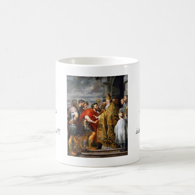 St. Ambrose and Emperor Theodosius  Paul Rubens Coffee Mug (Center)