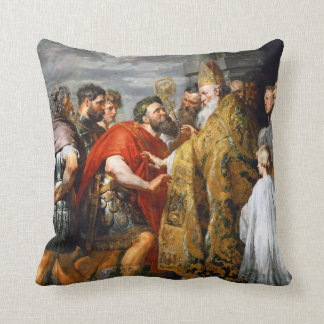 St. Ambrose and Emperor Theodosius Paul Rubens Throw Pillow