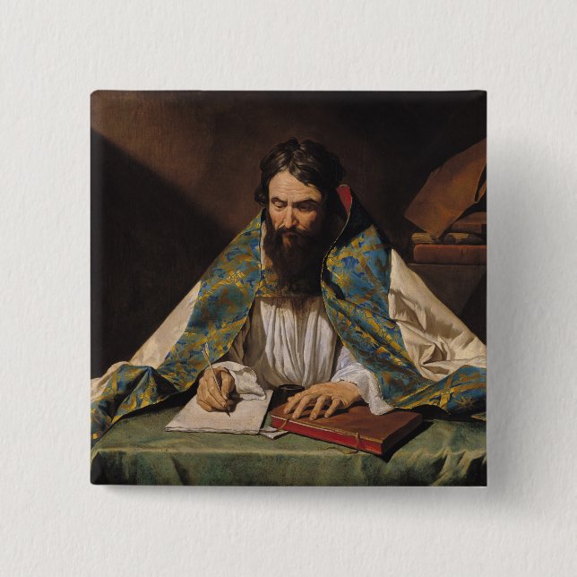 St. Ambrose , c.1633-39 2 Inch Square Button (Front)