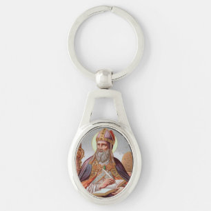 St. Ambrose of Milan (Frameless) Oval Metal Keychain