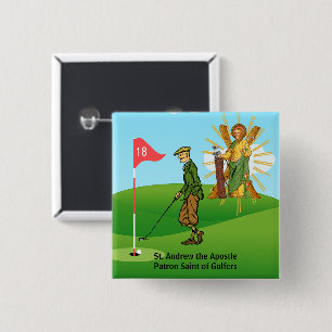 St. Andrew and Dapper Male Golfer 2 Inch Square Button
