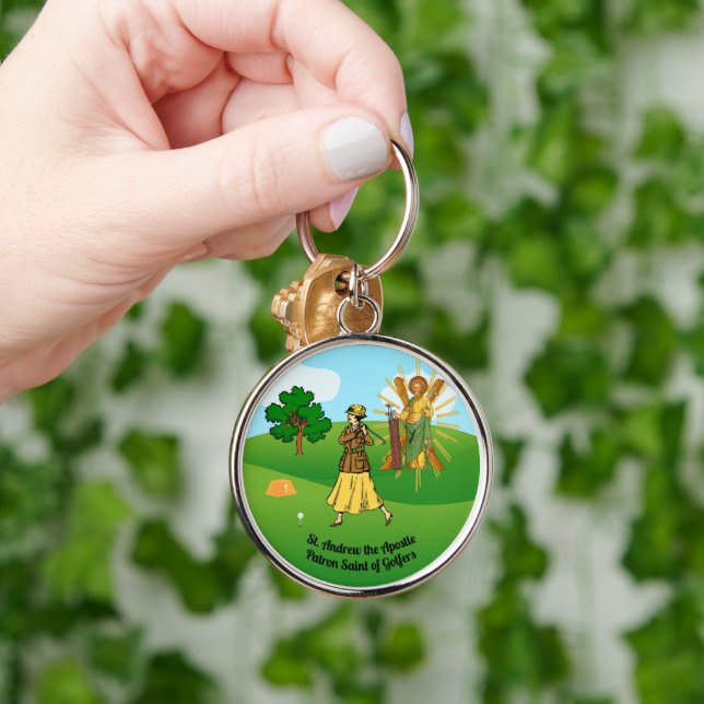 St. Andrew and Upscale Lady Golfer Keychain (Hand)