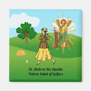 St. Andrew and Upscale Lady Golfer Magnet