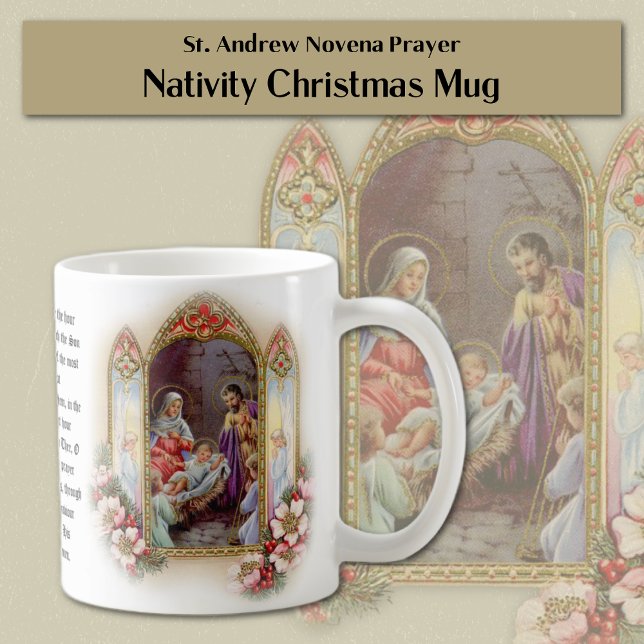 St. Andrew Christmas Advent Novena Holy Family Coffee Mug (Christmas Nativity St. Andrew Novena Mug )