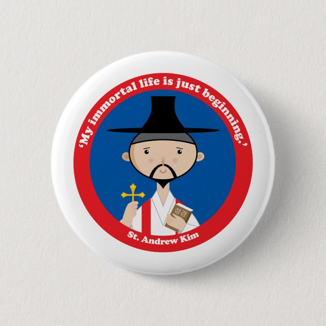 St. Andrew Kim 2 Inch Round Button (Front)