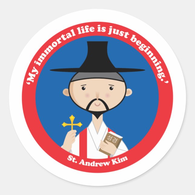St. Andrew Kim Classic Round Sticker (Front)
