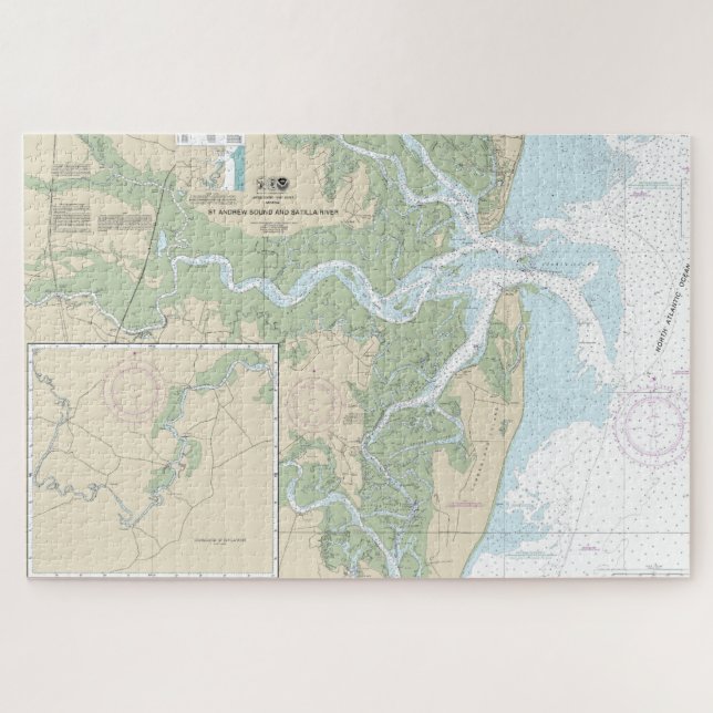 St Andrew Sound and Satilla River Nautical Chart Jigsaw Puzzle (Horizontal)